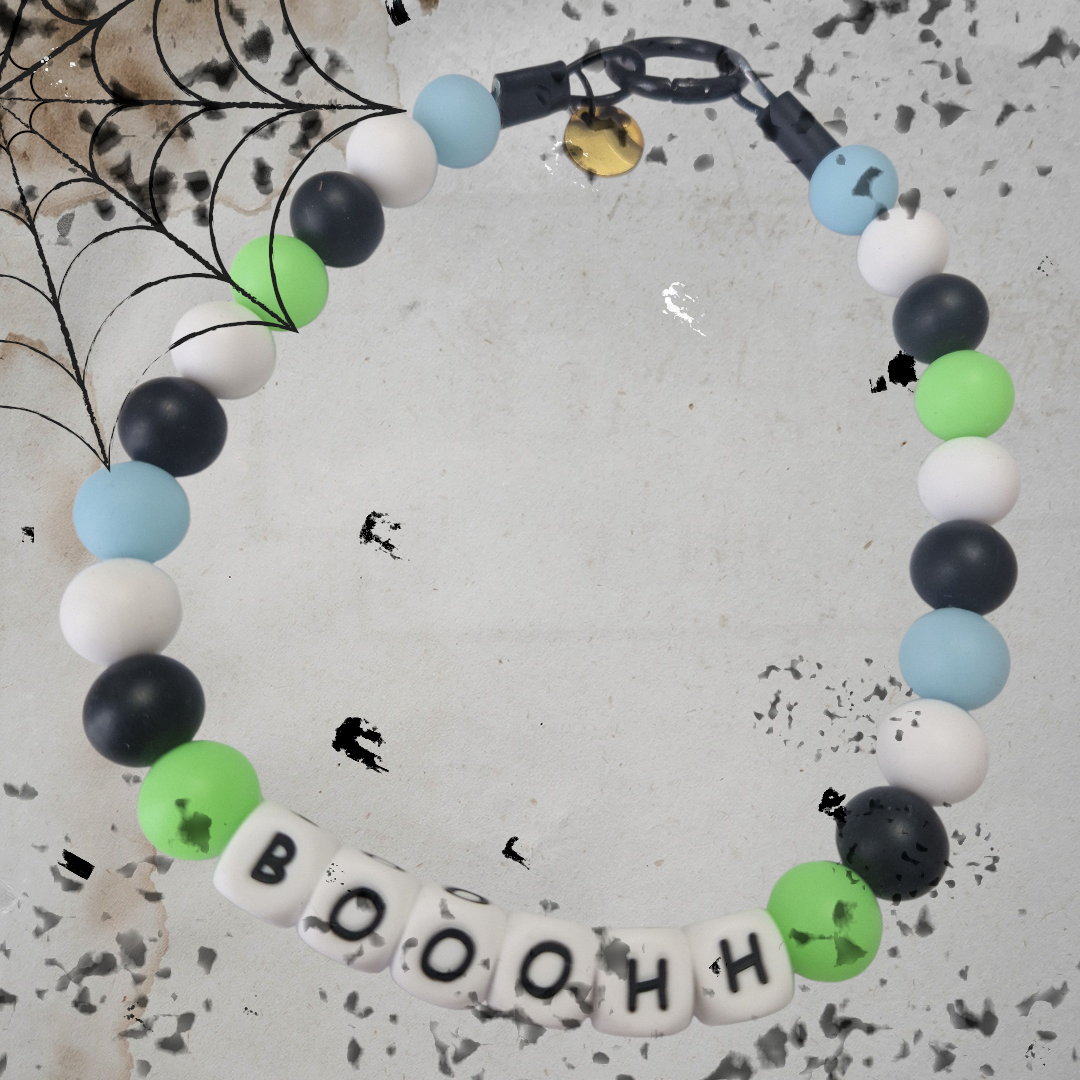 Halloween 🎃 Glow in the Dark Booohh! Silikonperlenkette HU20 bis 60cm