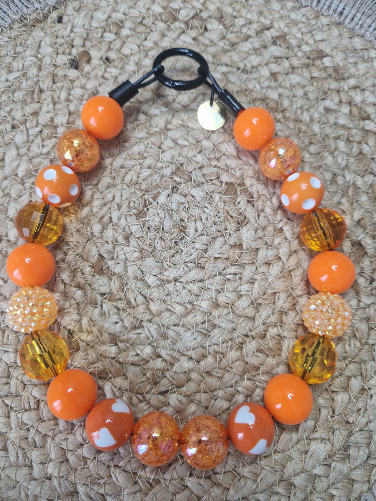 Orangene Acrylperlenkette HU20 bis 60cm