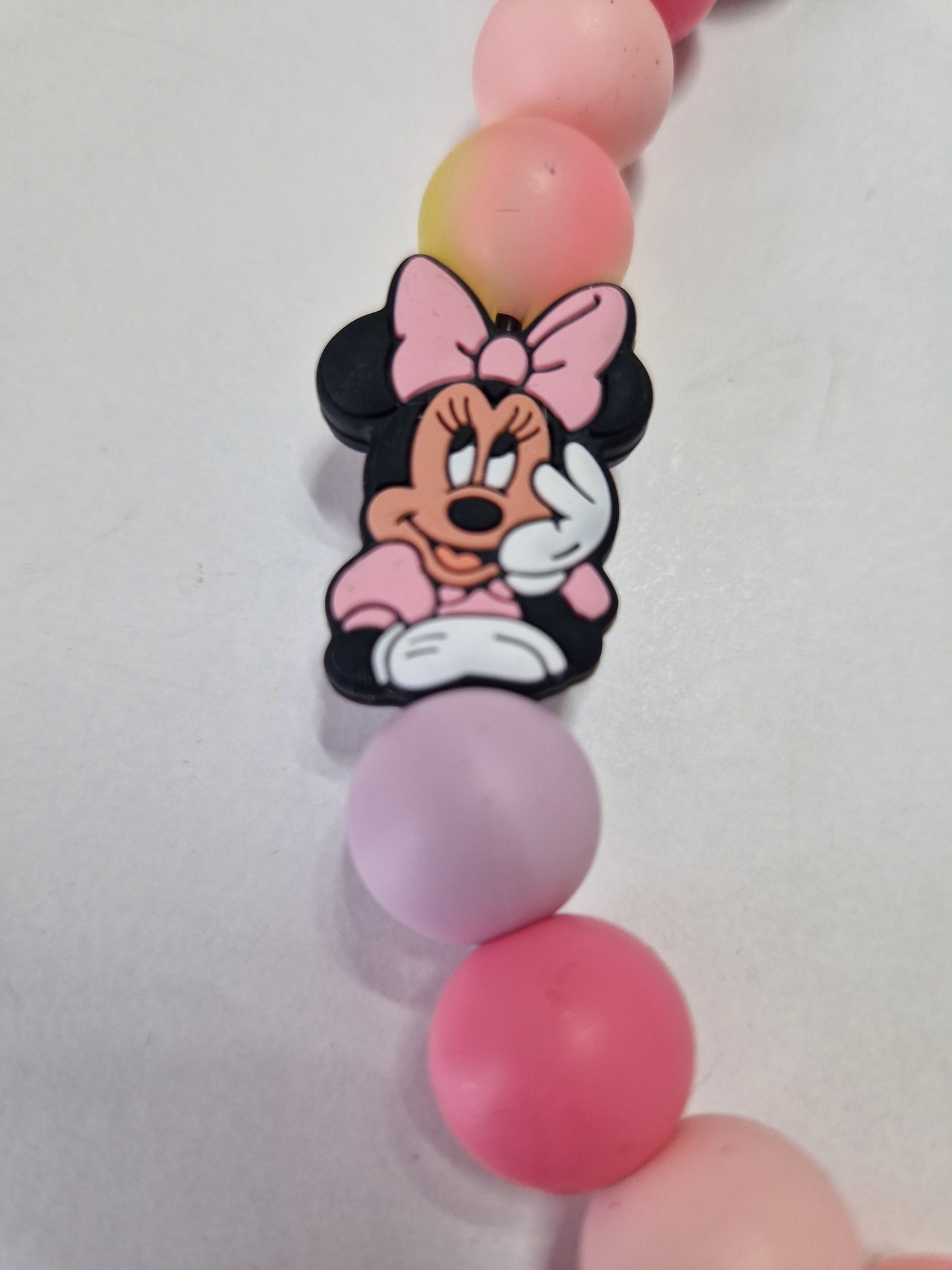 Glow in the Dark Minnie Maus Silikonperlenkette HU20 bis 60cm