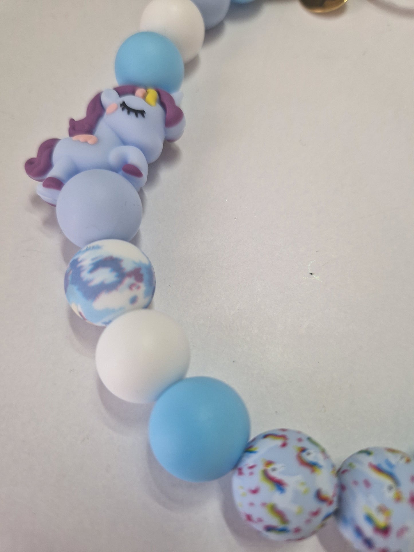 Einhorn Silikonperlenkette HU20 bis 60cm
