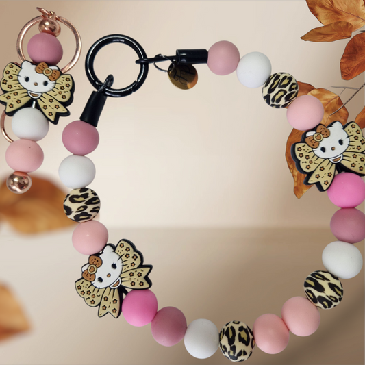 Hello Kitty Silikonperlenkette mit Schlüsselanhänger HU20 bis 60cm