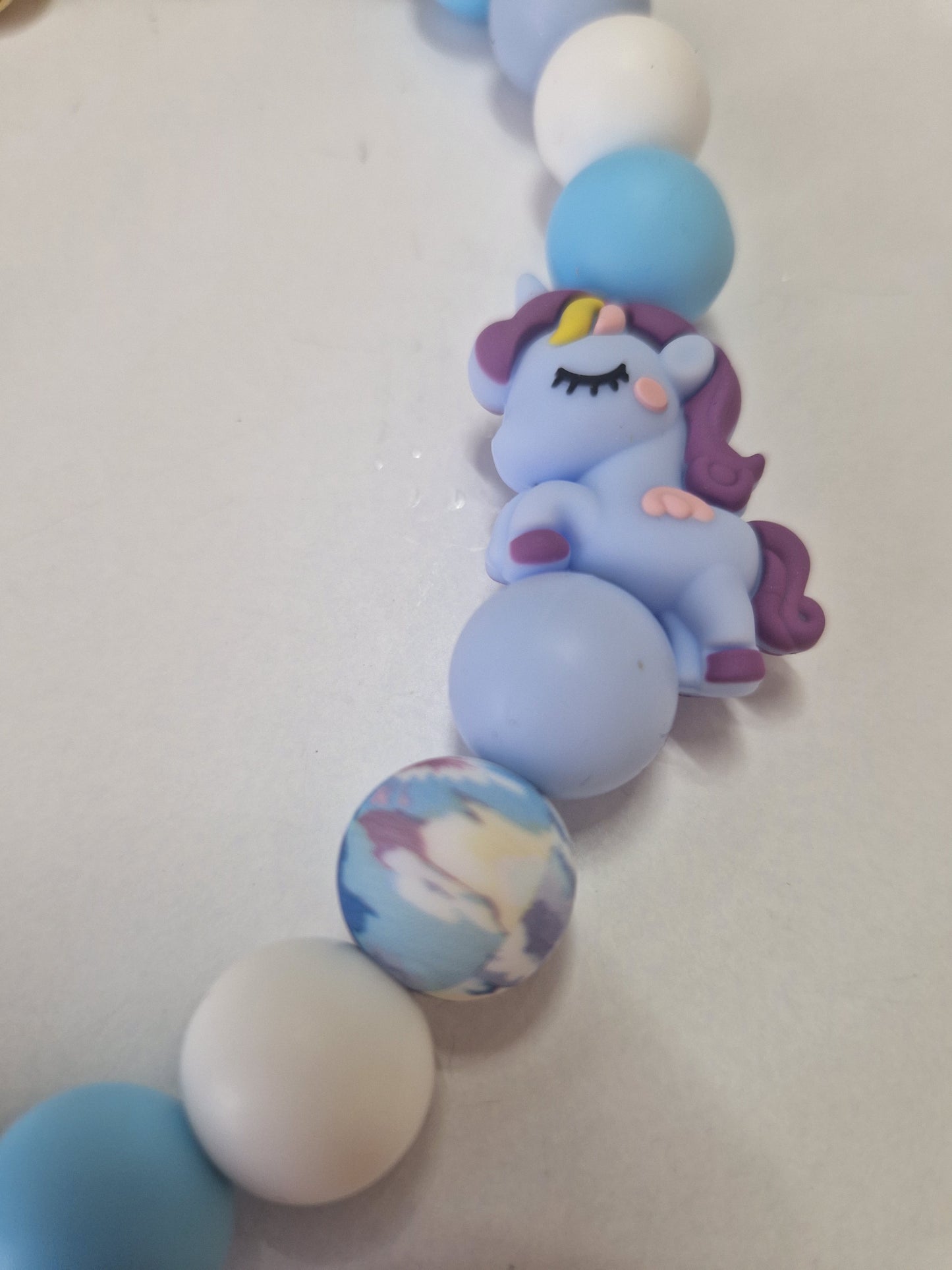 Einhorn Silikonperlenkette HU20 bis 60cm