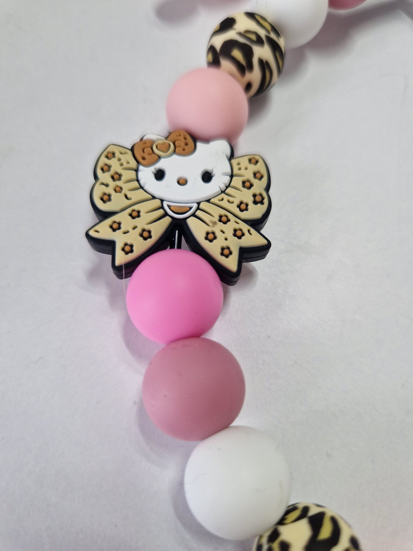 Hello Kitty Silikonperlenkette mit Schlüsselanhänger HU20 bis 60cm