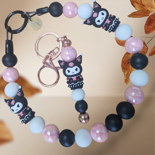 Sanrios Kuromi Perlenkette mit Schlüsselanhänger HU20 bis 60cm