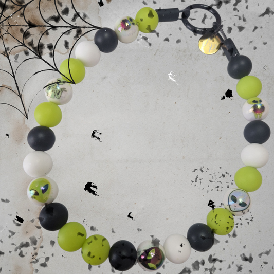 Halloween 🎃 Glow in the Dark Alien 👽 Silikonperlenkette HU20 bis 60cm