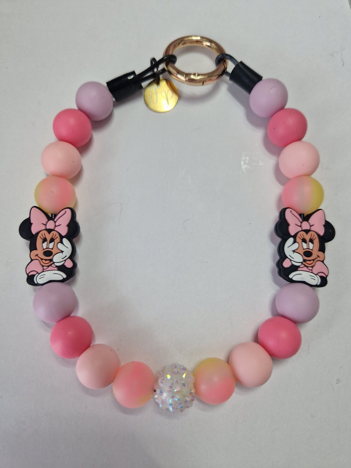 Glow in the Dark Minnie Maus Silikonperlenkette HU20 bis 60cm