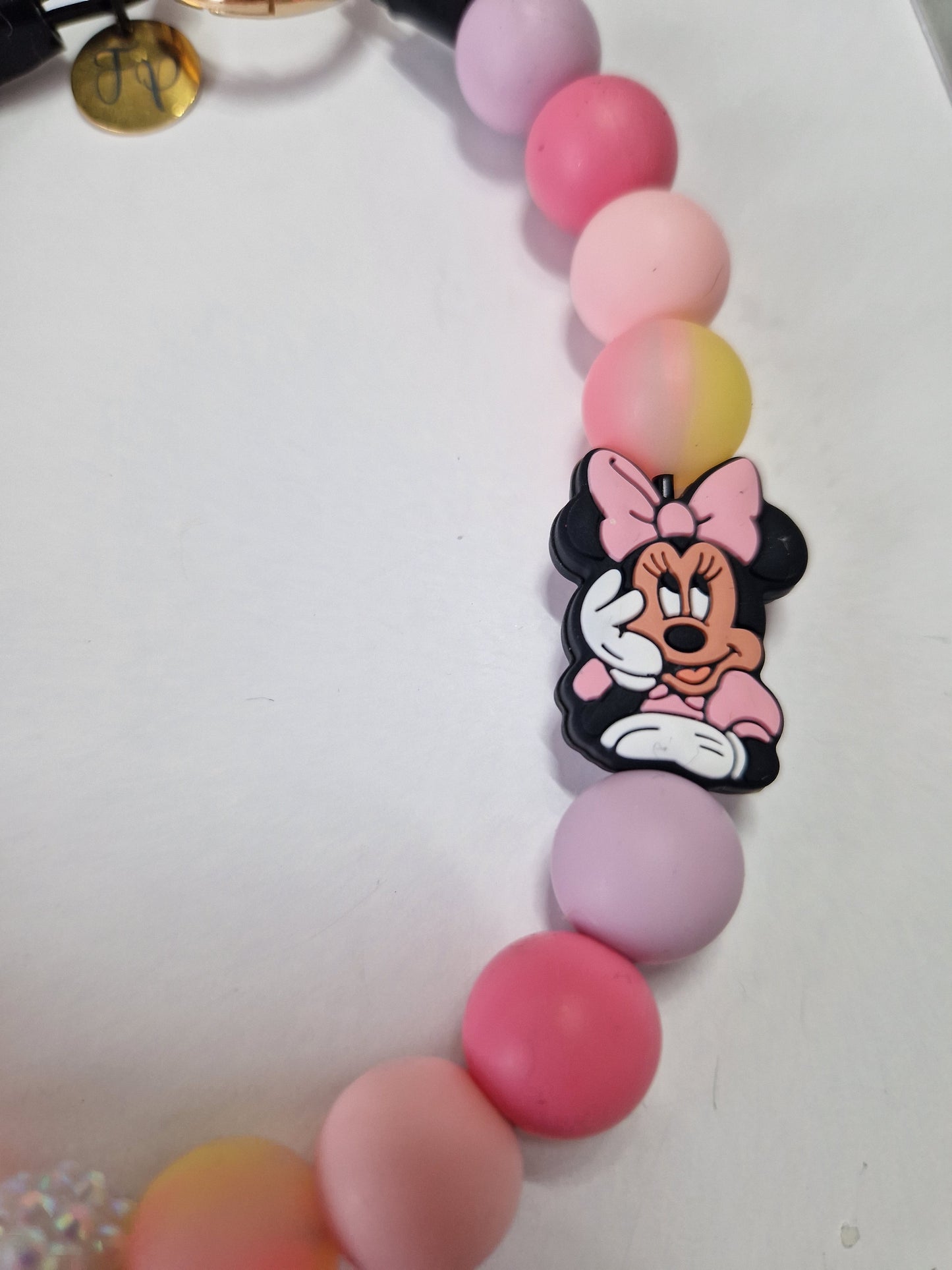 Glow in the Dark Minnie Maus Silikonperlenkette HU20 bis 60cm