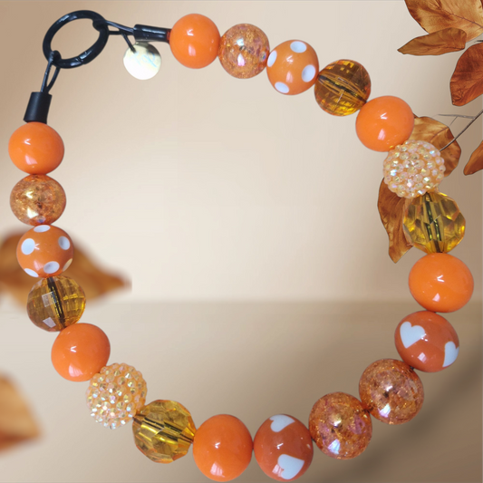 Orangene Acrylperlenkette HU20 bis 60cm