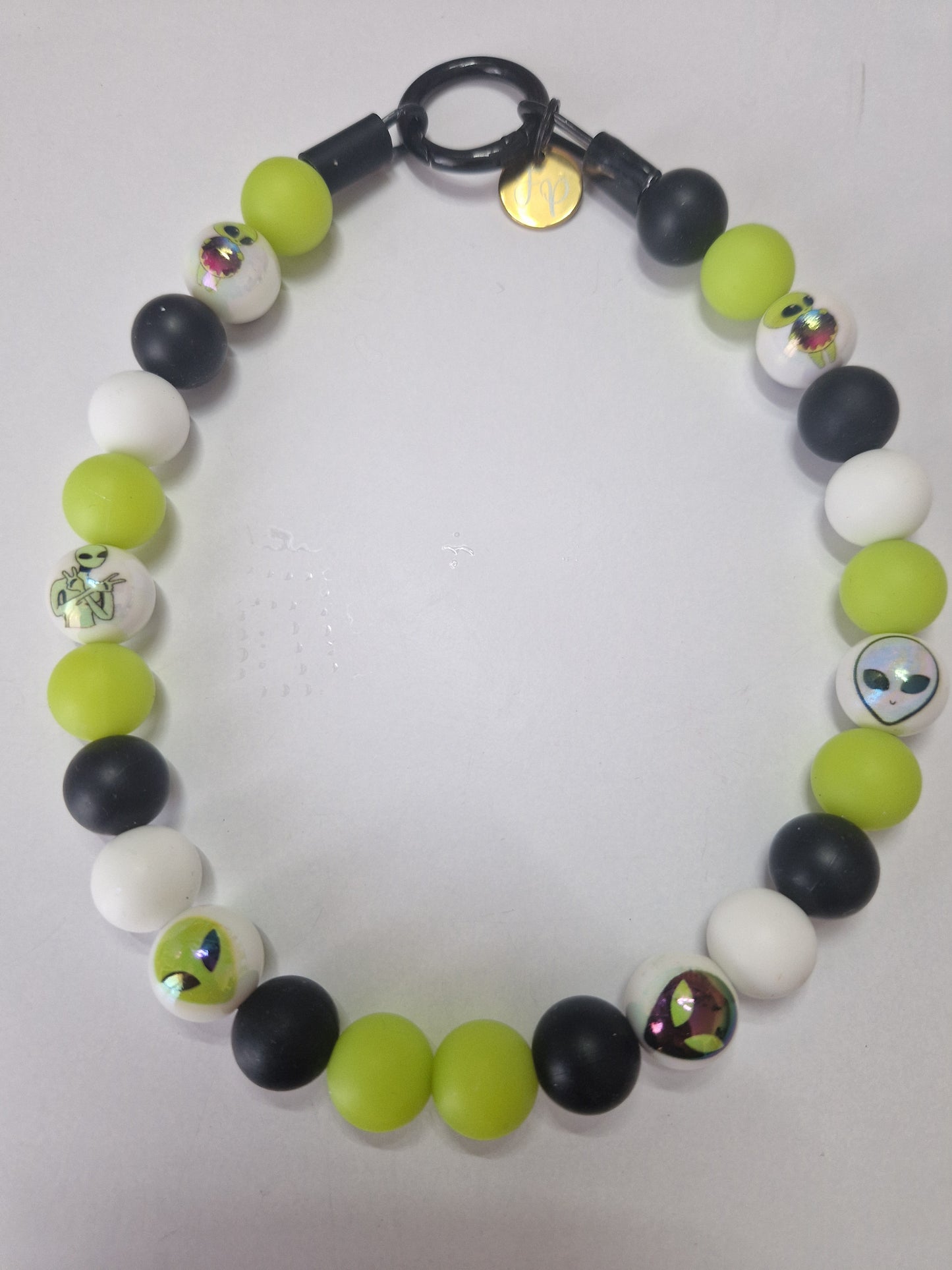 Halloween 🎃 Glow in the Dark Alien 👽 Silikonperlenkette HU20 bis 60cm